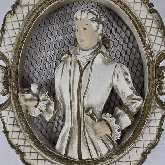 VTG Universal Statuary Co 1958 Chalkware Victorian Man Proposing Wall Hanging - Picture 2 of 11